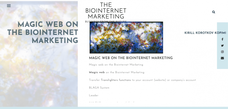 The Biointernet Marketing